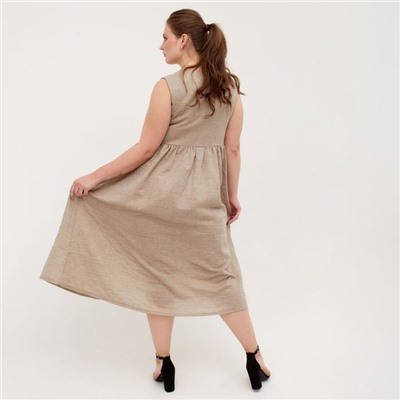 Платье летнее женское MINAKU: Cotton collection, цвет бежевый, размер 52