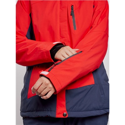 Горнолыжная куртка женская зимняя большого размера красного цвета 3960Kr