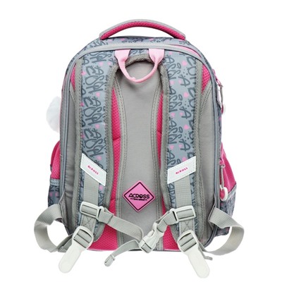 Рюкзак школьный 37 x 28 x 13см, эргономичная спинка, Across 557, серый/розовый