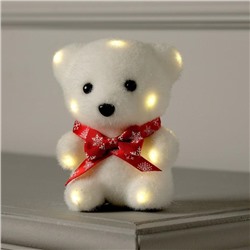 Фигура световая "Медведь в бабочке", 13 LED, 12х9х8 см, фиксинг, от батар., Т/БЕЛЫЙ