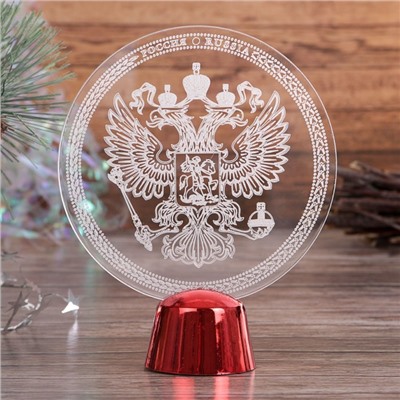Подставка световая "Герб России", 13.5х11 см, (батарейки в компл.), 1 LED, RGB микс