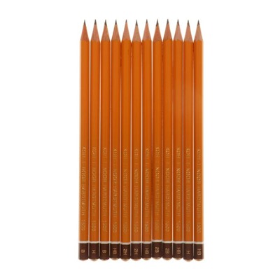 Набор карандашей чернографитных разной твердости 12 штук Koh-I-Noor 1500/12, 3B-3H
