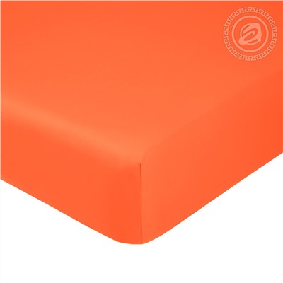 Простыня на резинке из сатина - Оранжевый