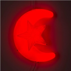 Фигура уличная "Месяц красный", 23х17х5 см, пластик, 220В, 3 метра провод, фиксинг, КРАСНЫЙ   361244