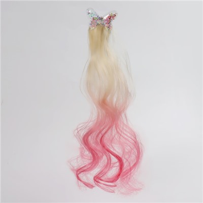 Локон накладной «Бабочка», кудрявый волос, на заколке, 32 см, цвет блонд/вишнёвый