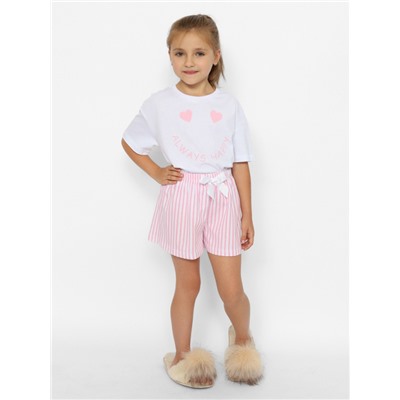 CWJG 50153-20 Комплект для девочки (футболка, шорты),белый