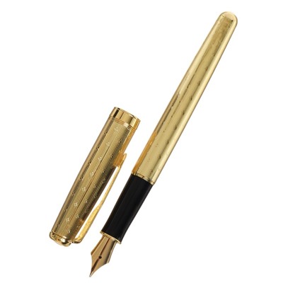 Ручка подарочная перьевая в кожзам футляре ПБ S, корпус золотистый