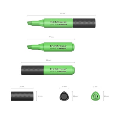 Набор маркеров текстовыделителей ErichKrause Visioline V-17 Mini, 4 штуки, 0.6-4.5 мм, чернила на водной основе, жёлтый, зелёный, розовый, оранжевый