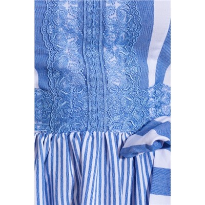 Платье 281 "Хлопок", белое/полоска голубая