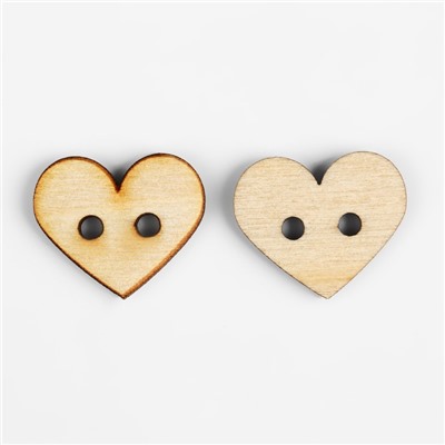 Пуговица деревянная «Сердце», 2 прокола, 24 × 20 мм