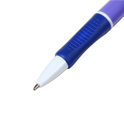 Ручка шариковая автоматическая 1,0мм, синяя, корпус МИКС с резиновым держателем