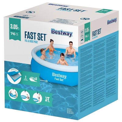 Бассейн надувной Fast Set, 305 х 76 см, от 6 лет, 57266 Bestway