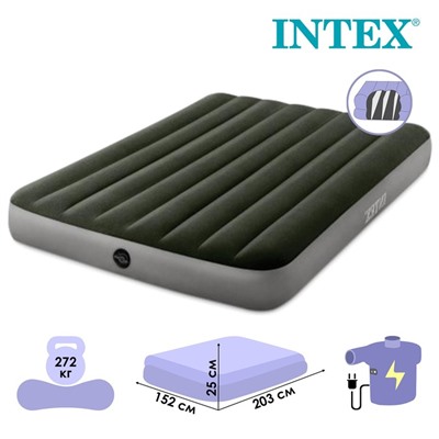 Матрас надувной Prestige Downy Bed, 152 х 203 х 25 см, насос на батарейках, 64779 INTEX