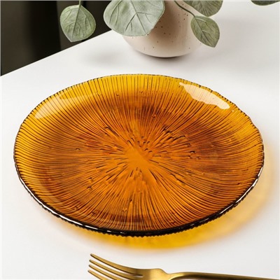 Тарелка стеклянная «Фейерверк», d=20,5 см, цвет янтарный