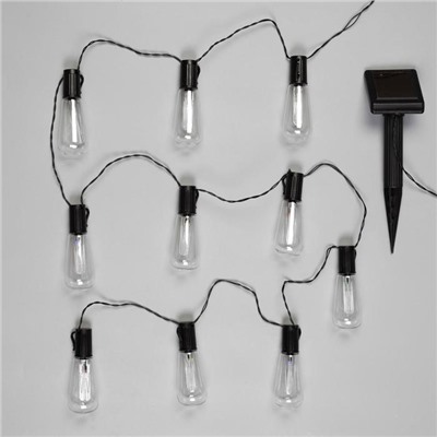 Гирлянда "Нить" 3.8 м с насадками Эра "Лампочки", тёмная нить, 10 LED, свечение белое, 1 режим, солнечная батарея
