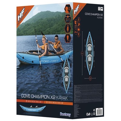 Байдарка Cove Champion X2 Kayak 331 х 88 см (2 компл весел, ласты, ручн насос) 65131