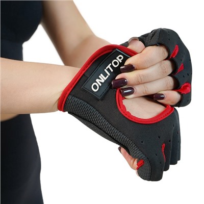 Перчатки для фитнеса ONLITOP, размер S, неопрен, цвет чёрный/красный