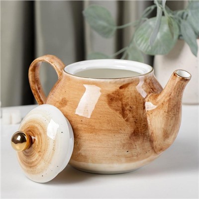 Чайник фарфоровый заварочный Доляна «Млечный путь», 900 мл, цвет коричневый