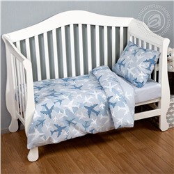 Комплект постельного белья для малышей Самолетики голубые