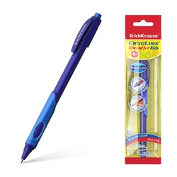 Ручка шариковая ErichKrause ErgoLine Kids Ultra Glide, первоклассника, эргономичный держатель, корпус Soft-touch, узел 0.7 мм, чернила синие, микс, блистер