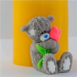 Силиконовая форма для мыла - 3D - Медведь с розой
