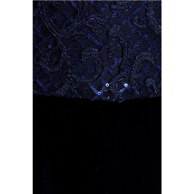 Платье 206 "Велюр кружево", темно-синий