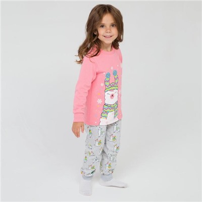 Пижама детская, цвет персик/серый, рост 116 см