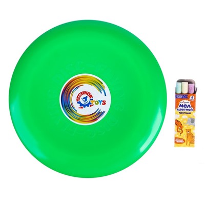 Летающая тарелка, 23 × 23 × 2,7 см, цвет зелёный + мел в подарок