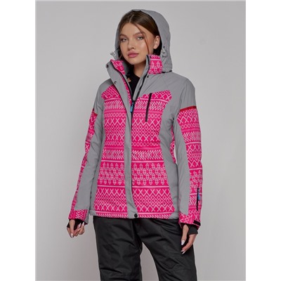 Горнолыжная куртка женская зимняя розового цвета 2272R