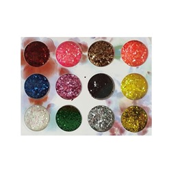 Блёстки для дизайна ногтей 12 цветов (крупные конфетти)