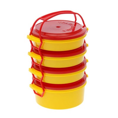 Набор контейнеров ПластоС «Трапезница», 4 шт: 3 шт - 600 мл, 1 шт - 1 л, цвет микс