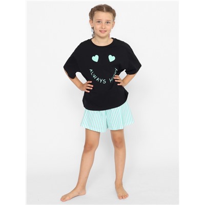 CWJG 50153-22 Комплект для девочки (футболка, шорты),черный