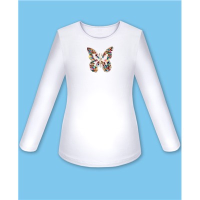 Белый школьный джемпер (блузка) для девочки 8287-ДШ18