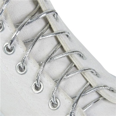 Шнурки для обуви, пара, круглые, d = 4 мм, 120 см, цвет серебряный
