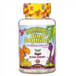 KAL, Dinosaurs, Dino-Dophilus, пробиотики со вкусом черешни, 60 жевательных таблеток