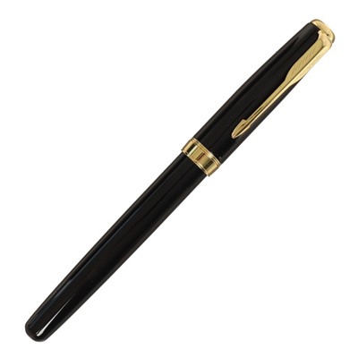 Ручка подарочная перьевая в кожзам футляре ПБ S, корпус черный с золотом
