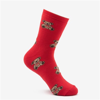 Носки детские махровые «Мишки», цвет красный, размер 14 (23-25)