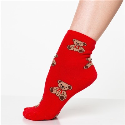 Носки детские махровые «Мишки», цвет красный, размер 14 (23-25)