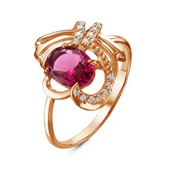 Позолоченное кольцо с фианитом цвета рубин 781 - п