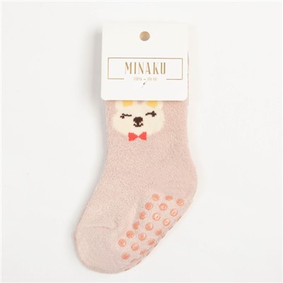Носки детские махровые со стопперами MINAKU, цвет розовый, размер 10-12 см