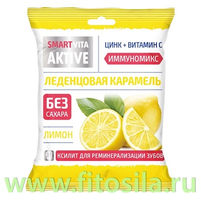 Леденцовая карамель без сахара с цинком и витамином С со вкусом лимона 60 г.