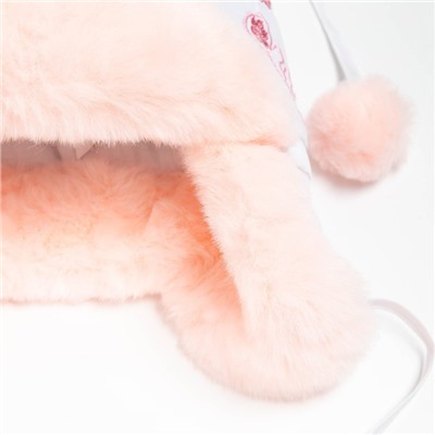 Шапка для девочки "Бом с вышивкой", цвет белый/светло-розовый, размер 48
