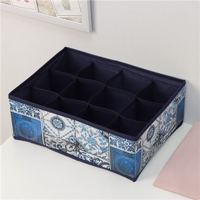 Органайзер для хранения белья Доляна «Мозаика», 12 отделений, 32×24×12 см, цвет синий