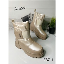 Зимние ботинки с натуральным мехом E87-1 бежевые