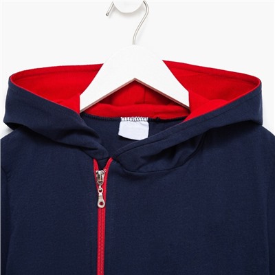 Комплект для мальчика (футболка, брюки), цвет тёмно-синий/красный МИКС, рост 110-116 см