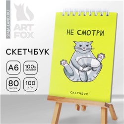 Скетчбук «Кот», А6, 80 л, 100 г/м