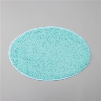 Коврик для ванной овальный Доляна «Пушистик», 40×60 см, цвет лазурный