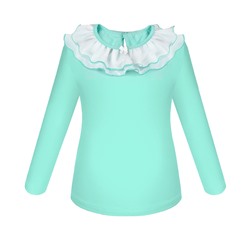 Бирюзовый школьный джемпер (блузка) для девочки 72904-ДШ18