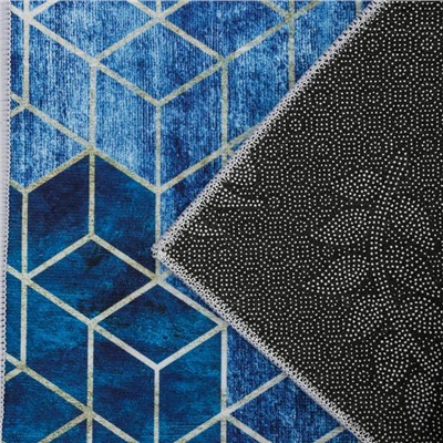 Набор ковриков для дома Доляна «Галилео», 2 шт: 45×120, 40×60 см, цвет синий