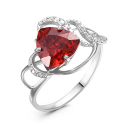 Серебряное кольцо с фианитом цвета гранат - 023 - распродажа